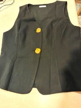 Cicy Bell Women's Black Sleeveless Button Long Vneck Fitted Vest Size XXL 16-18